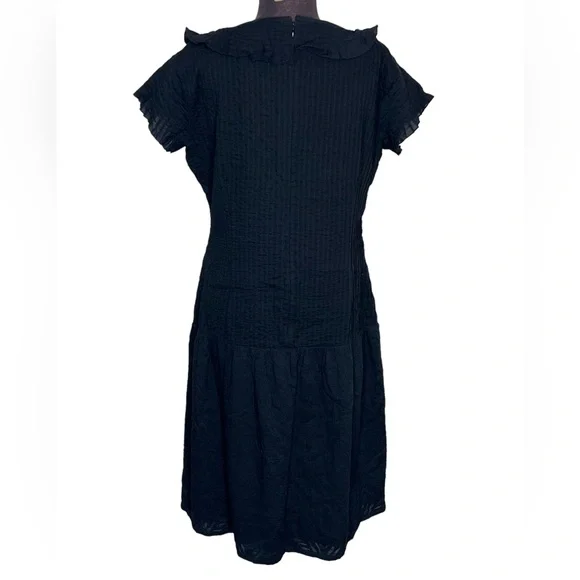 G2 by George Gross Womens Dress Size 16 Black Midi V-Neck A-Line 100% Cotton - Picture 10 of 10